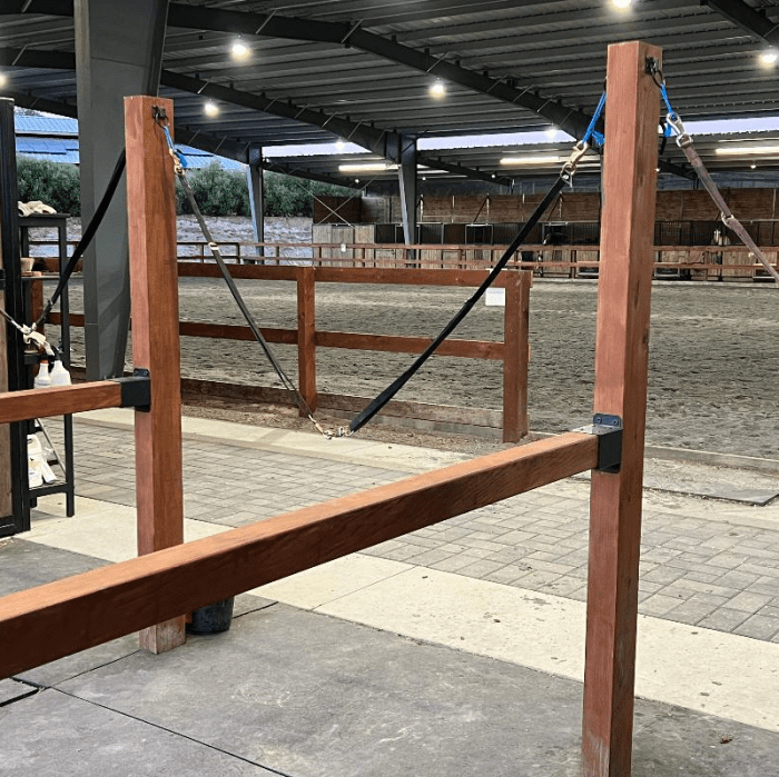 Crossties beside the covered arena